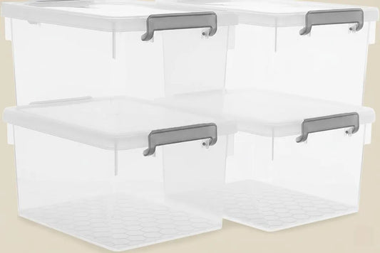 4-Pack 22.2 Qt Storage Bins, Clear with Lids & Stackable